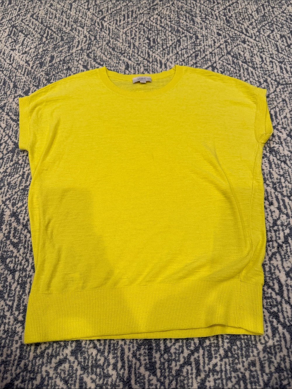 LOFT Outlet Lemon Yellow Crewneck Short Sleeve Knit